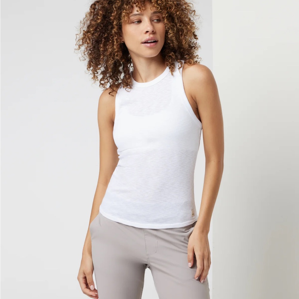 vuori high neck sunrise tank white